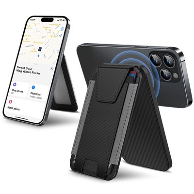 Leather Magnetic Wallet/Tracker/Stand - Carbon Fiber