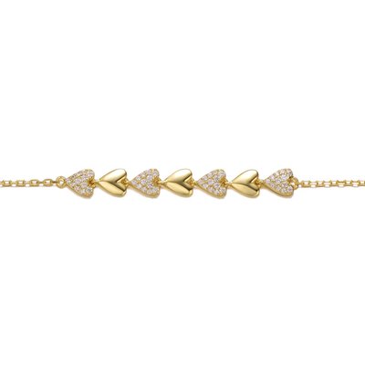 Raquelle Dual Heart Row Bracelet - 14K Gold