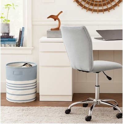 Canvas Bins (Set of 3) - Light Blue Stripe