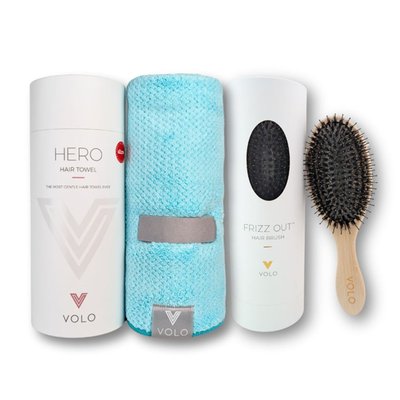 Hero Hair Towel & Frizz Out Hair Brush Duo - Capri Blue