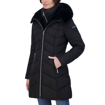 Quilted Puffer With Attached Zip Vestee - Black