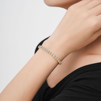 CZ Tennis Bracelet Bolo Adjustable - 14K Gold