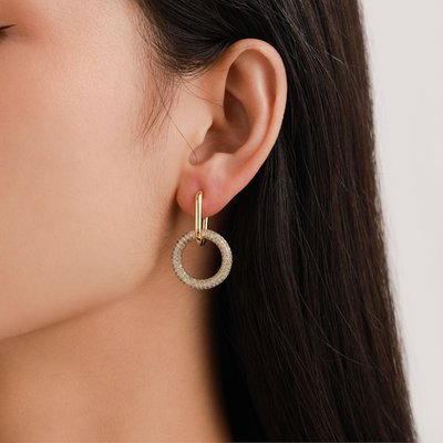 Ethereal Glow Circle Drop Earrings - 14K Gold