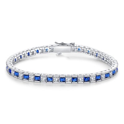 CZ Tennis Bracelet Princess Cut - Sapphire