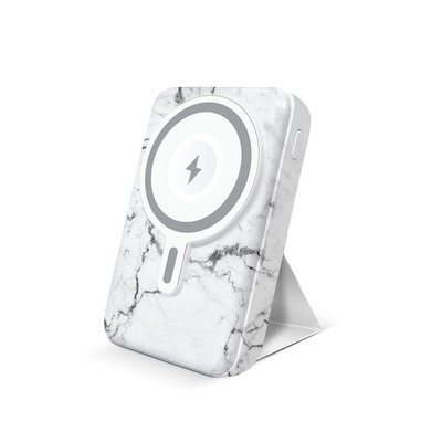 Wireless Charging Battery & Stand - White Marble