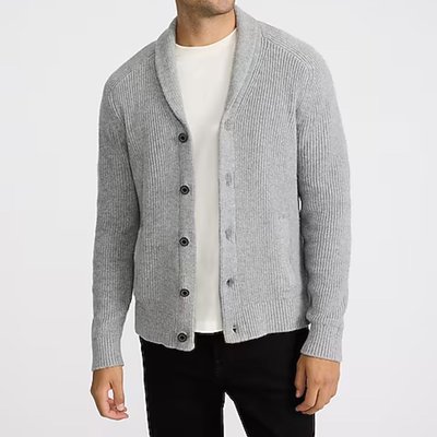 Ribbed Shawl Neck Cardigan