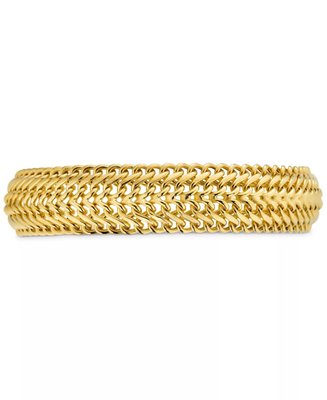 Woven Link Wide Chain Bracelet in 10k Gold