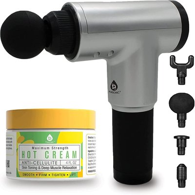 Pursonic Deep Tissue Professional Massage Gun & 4oz Anti Cellulite & Muscle Relaxation Hot Cream