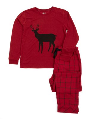 Leveret Kids Pajamas Poly Top And Flannel Pants Reindeer