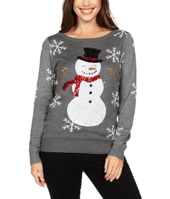 Women's Sequined Snow Day Ugly Christmas Sweater