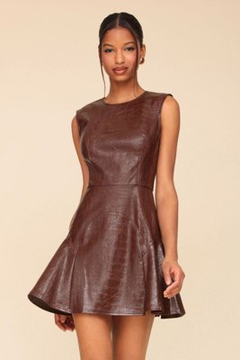 Mock Croc Fit & Flare Mini Dress
