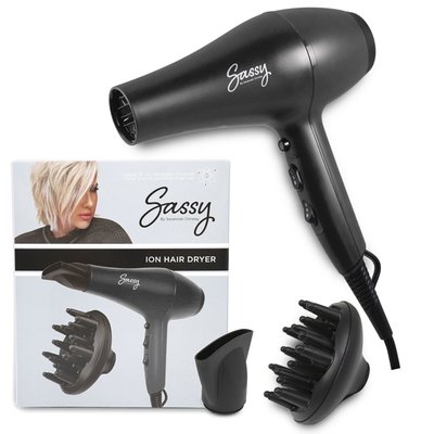 Sassy Ceramic Ion Hair Dryer with Concentrator and Diffuser