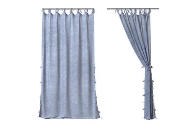 Chambray Linen Curtain With Tassels
