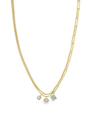 Delicate Link Necklace With Cz Charms