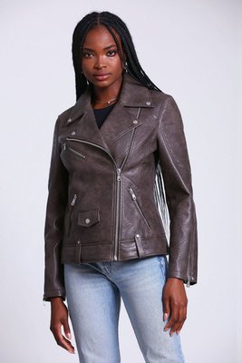 Faux-ever Leather Quilted Biker Jacket