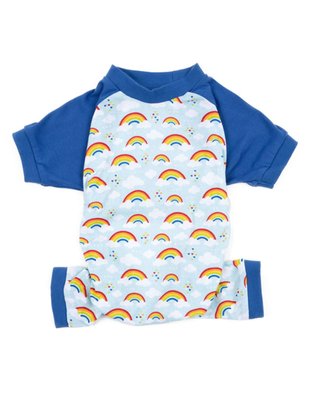 Leveret Dog Cotton Pajama Rainbow Blue