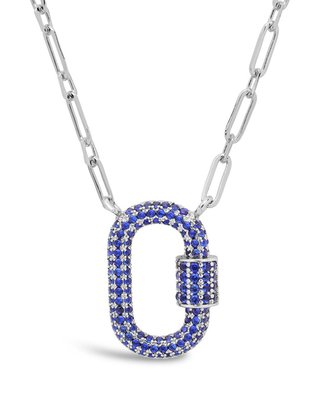 Pave Cz Carabiner Lock Necklace