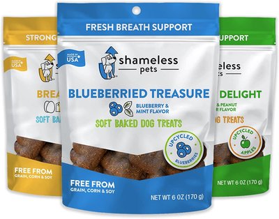 3 Flavor Vegetarian Grain-Free Soft Baked Dog Treat Bundle: Egg, Blueberry, and Apple