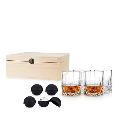 8-piece Ice Sphere Mold And Crystal Rocks Glass Gift Set