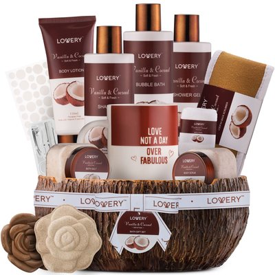 Mens Gift Set - Coconut Bath Gift Set & Shower Gift Basket - Personal Self Care Kit with Ash Tray