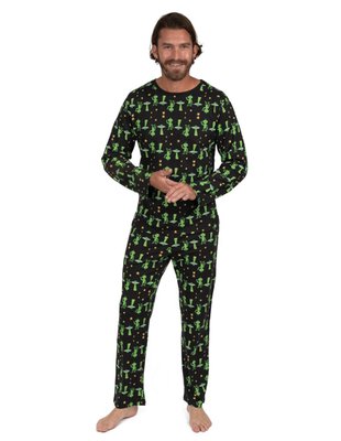 Leveret Men's Two Piece Cotton Loose Fit Pajamas Alien