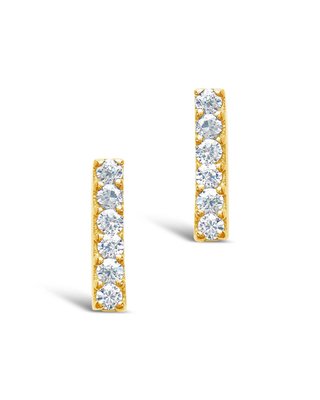 Sterling Silver Cz Bar Studs