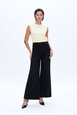 Utility Patch Pocket Wide Leg Denim Jeans