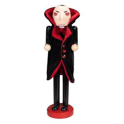 Wooden Vampire Halloween Nutcracker - 14" - Black and Red