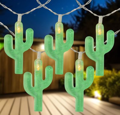 10-Count Green Cactus LED String Lights