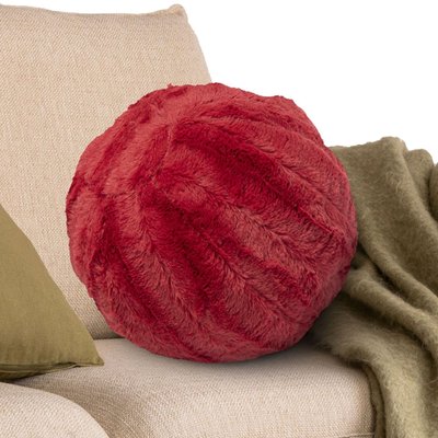 Fluffy 10" Round Ball Throw Pillow With Insert For Couch Or Bed Decor
