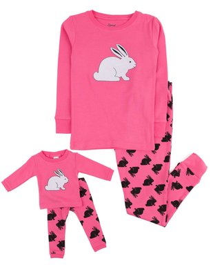 Leveret Girls And Doll Cotton Pajamas Bunny