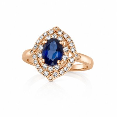 Vintage Sapphire Halo Ring By Anna Zuckerman