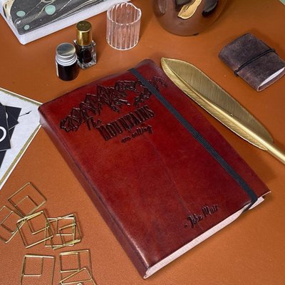 The Mountains Are Calling John Muir Quote Leather Journal - 7x5