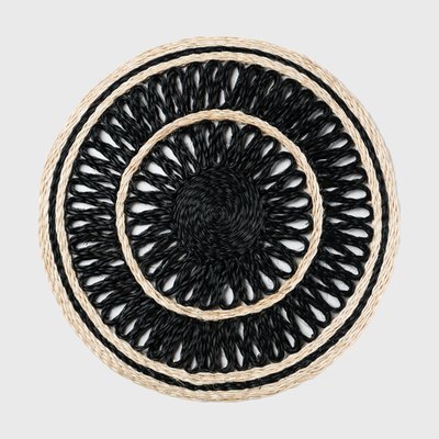 Loopy Straw Placemats, Black, Set Of Four