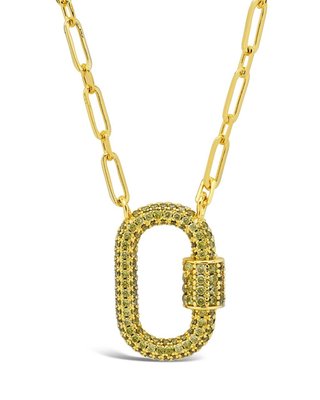 Pave Cz Carabiner Lock Necklace