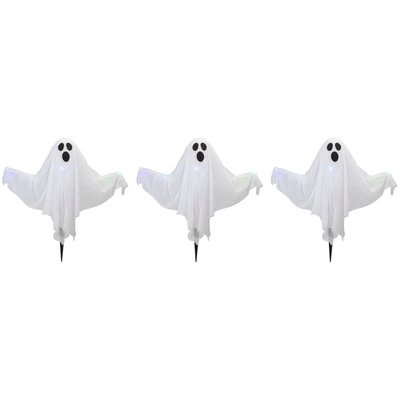 Lighted Color Changing Ghost Halloween Lawn Stakes - 20" - Multicolor - Set of 3