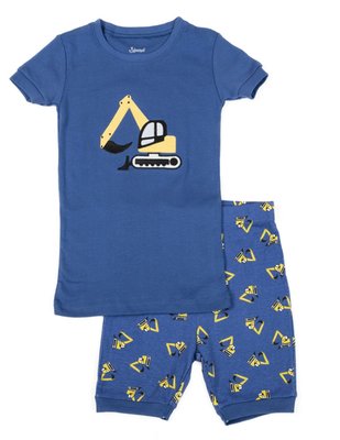 Leveret Kids Two Piece Cotton Short Pajamas Tractor