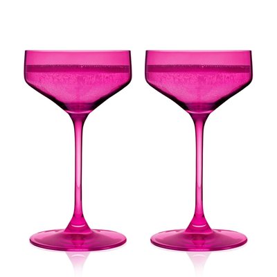 Reserve Nouveau Crystal Coupe Glasses In Berry Set Of 2