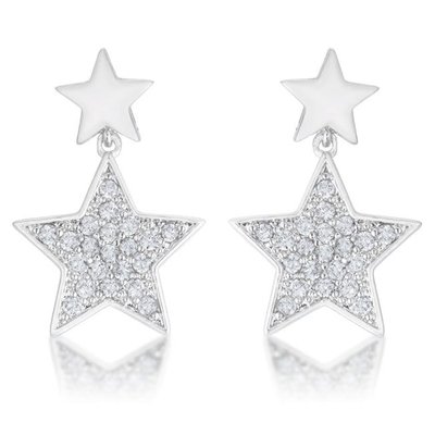 Bianca 0.5ct Cz Rhodium Star Drop Earrings