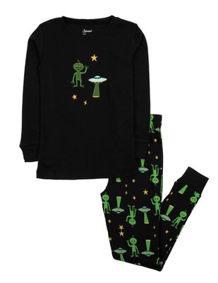 Leveret Kids Two Piece Cotton Pajamas Alien