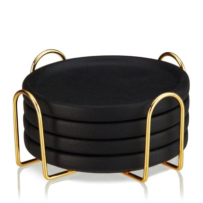 Earthenware Coasters With Stand Set Of 4