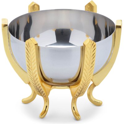 Stainless Steel Decorative Bowl On Metal Base For Potpourri, Fruit, Candy