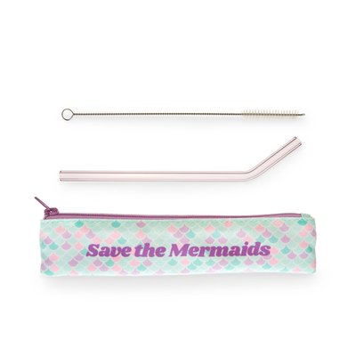 Save the Mermaids Glass Straw Set