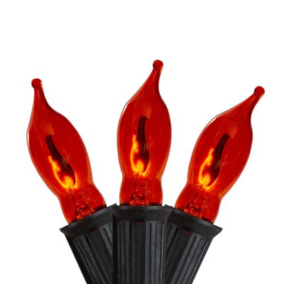Flickering Flame C7 Christmas Lights - Orange - 9' Black Wire - 10ct