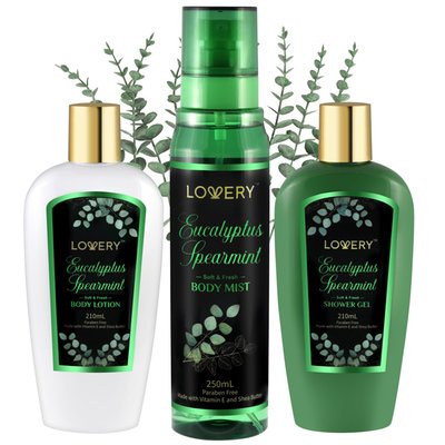 Eucalyptus Spearmint Travel Set - 3Pc Bath and Body Kit