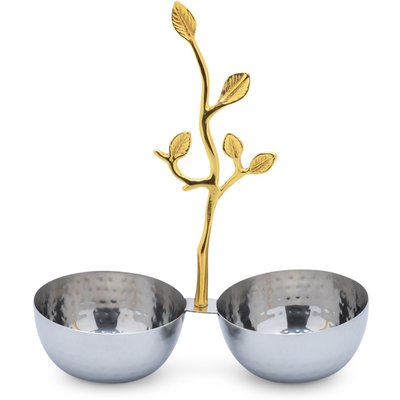 Decorative Metal Bowls With Leaf Handle For Nuts, Fruit, Candy Or Potpourri