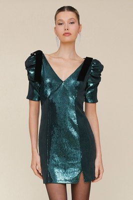Puff Sleeve Sequin Mini Dress