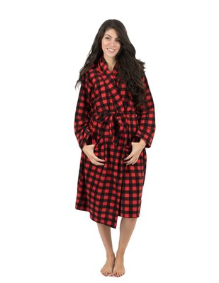 Leveret Women's Fleece Robe Plaid