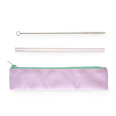 Lavender Glass Straw Set