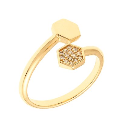 Daffodil Women's 18k Gold Plated Geometric Bypass Fashion Ring